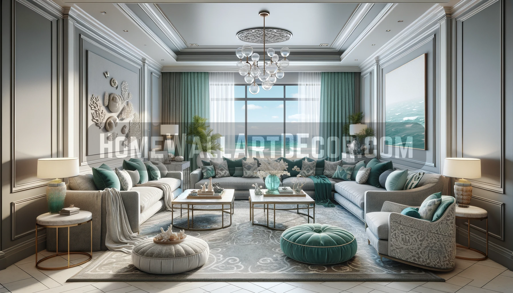 Refreshing Seaside Living Room Interior Design Idea