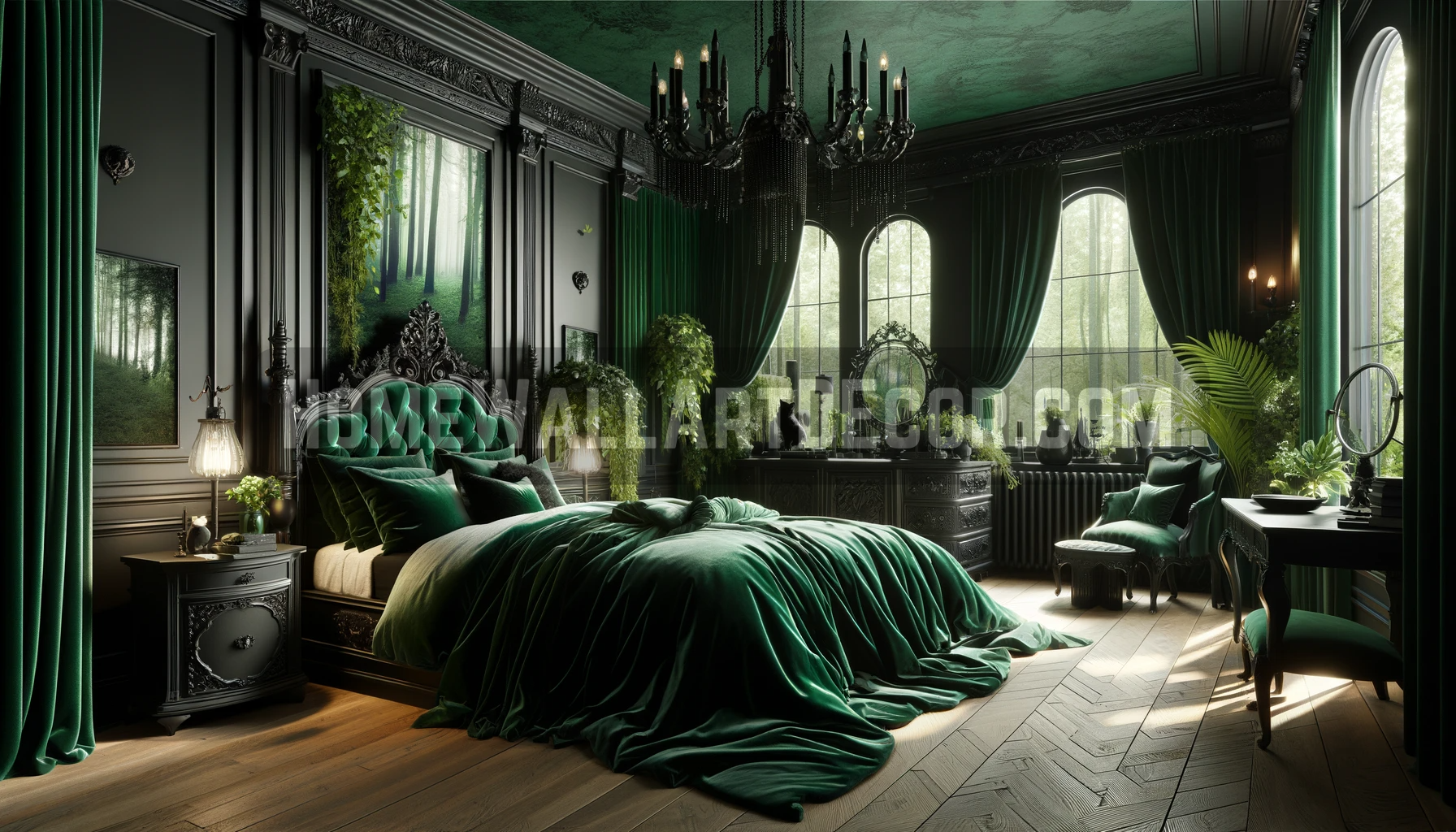 Forest Dark Moody Whimsigoth Bedroom Interior Design Idea