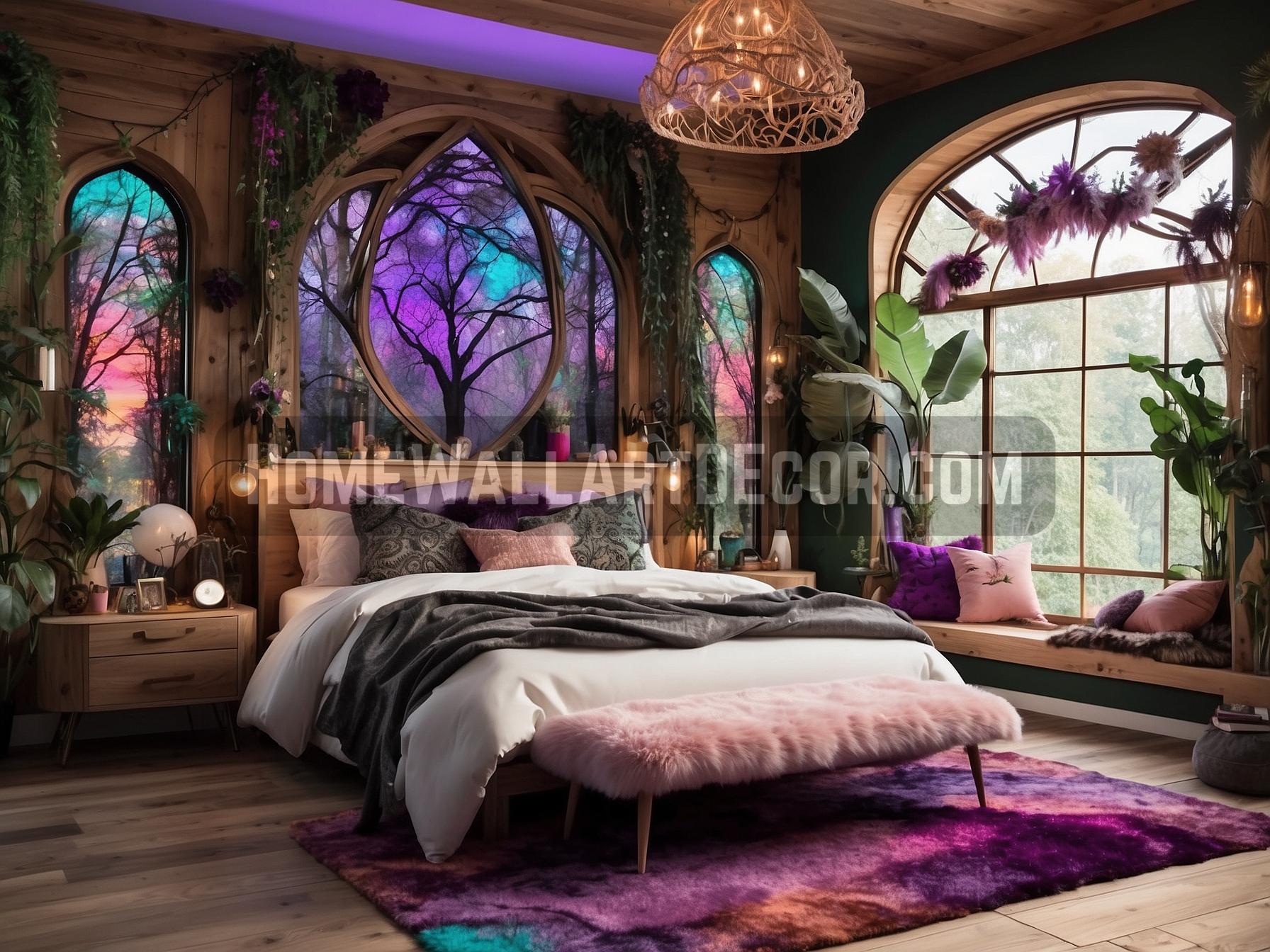 Whimsical Bohemian Bedroom featuring Boho Wall Art