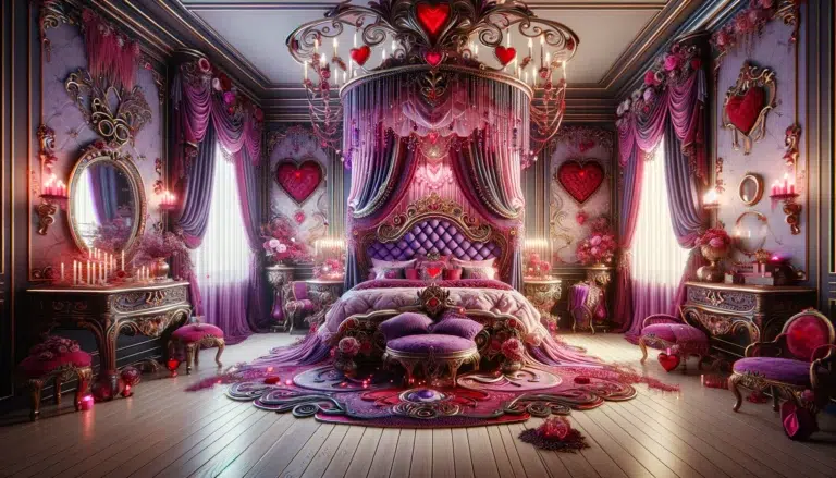 Pink and Purple Romantic Valentines Day Whimsigoth Bedroom