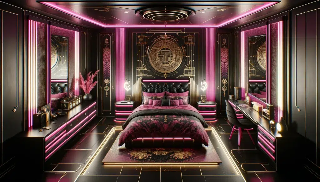 Opulent Cyberpunk Bedroom Interior Decorating Idea