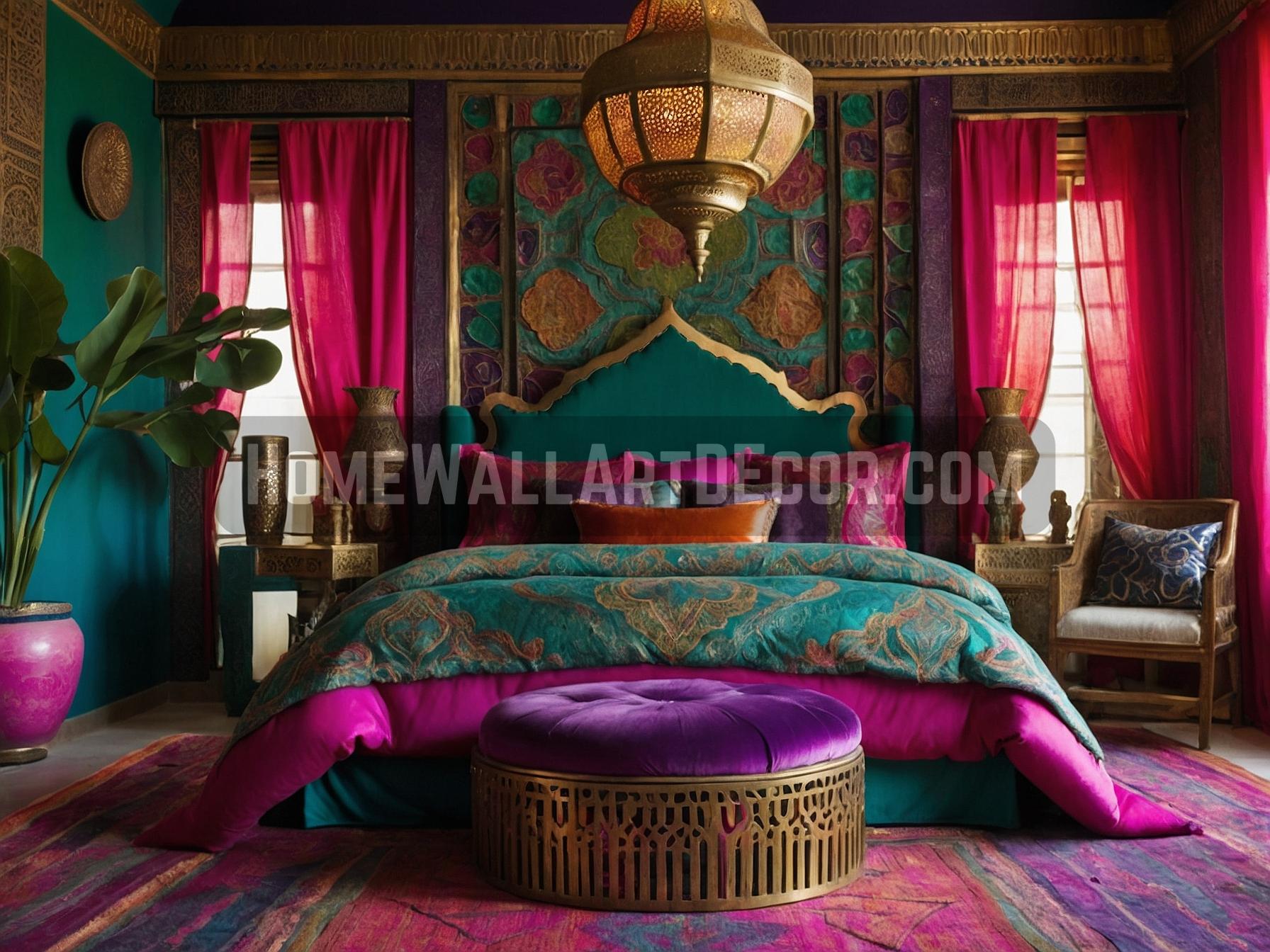 Jewel Tone Rich Moroccan Bedroom Interior Design Idea