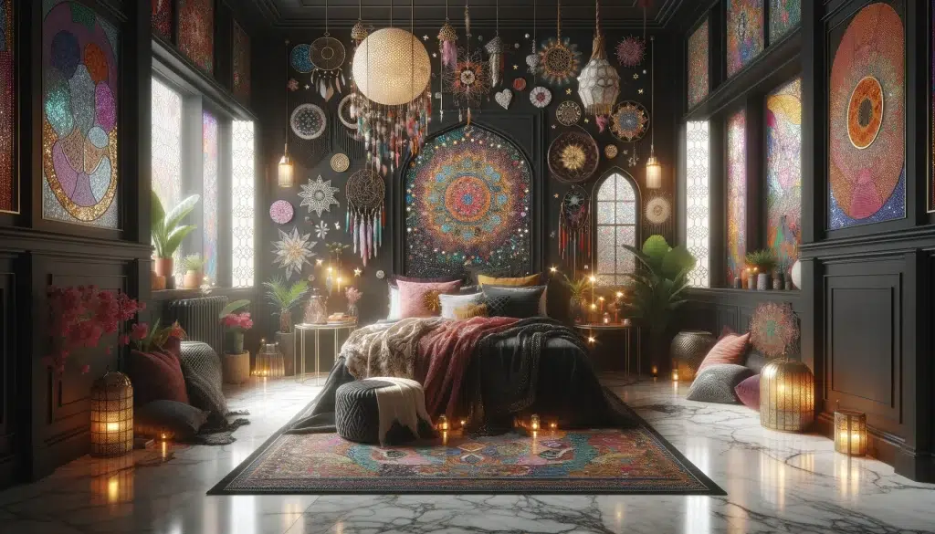 Elegant Dark Feminine Bedroom Interior Decor Idea