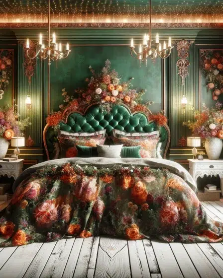 Jewel Tone Interior Design Idea: Emerald Green Bedroom