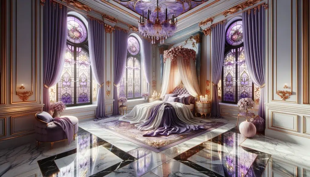 Opulent Whimsigoth Lavender Interior Bedroom Design Idea