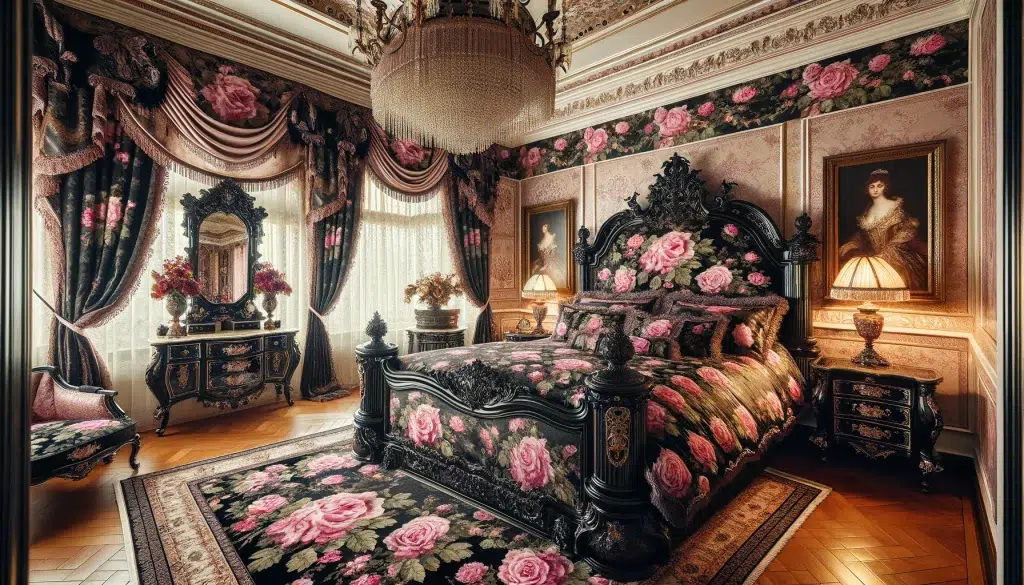 Charming Shabby Chic Rose Themed Interior Design Idea: Rose Themed Bedroom
