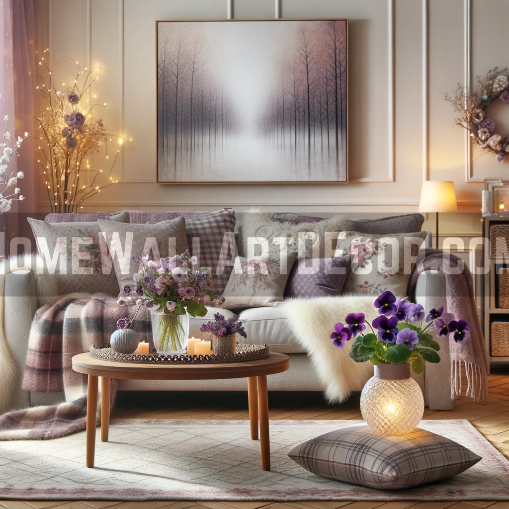 Winter Themed Living Room with Winter Wall Art