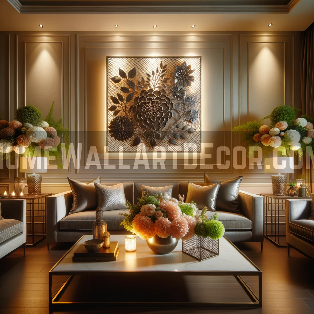 Sophisticated living room featuring Metal Wall Art