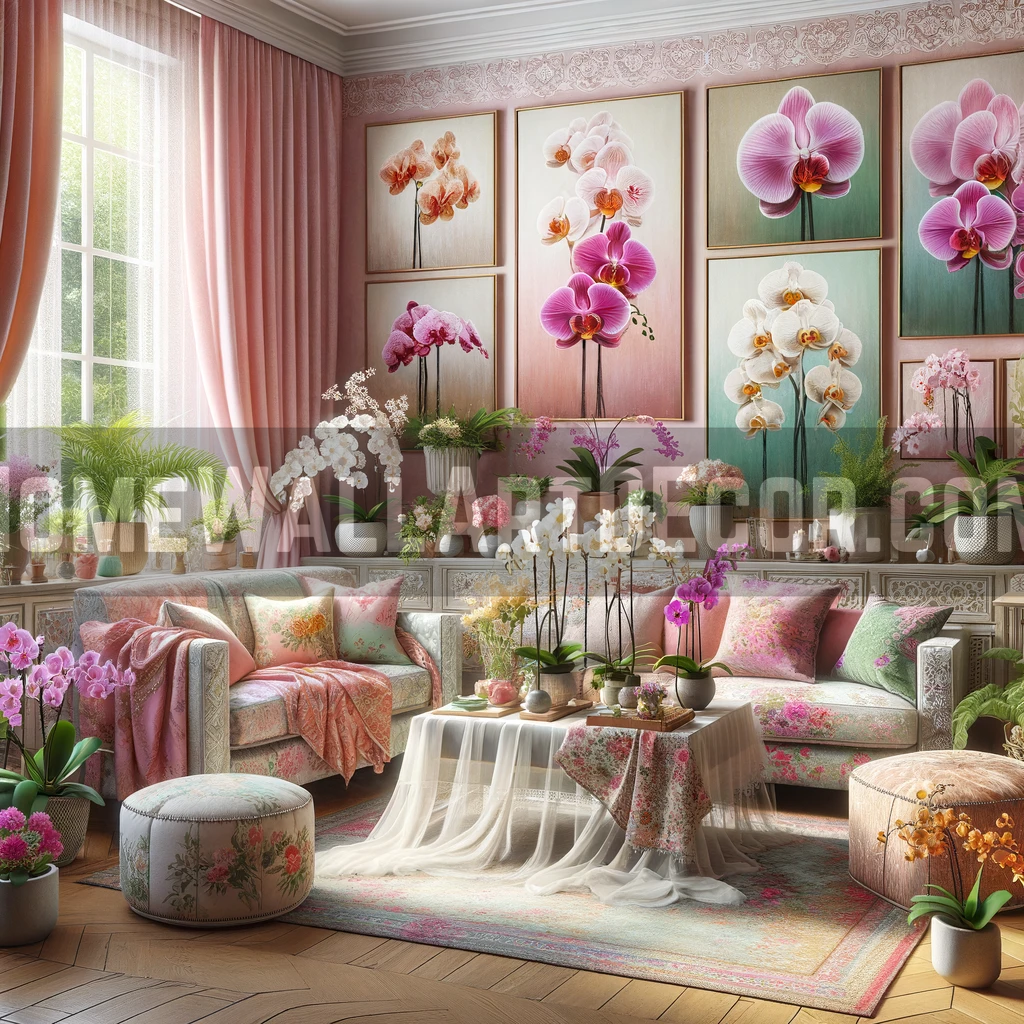 Pink Wall Art in a feminine pink themed Living Room