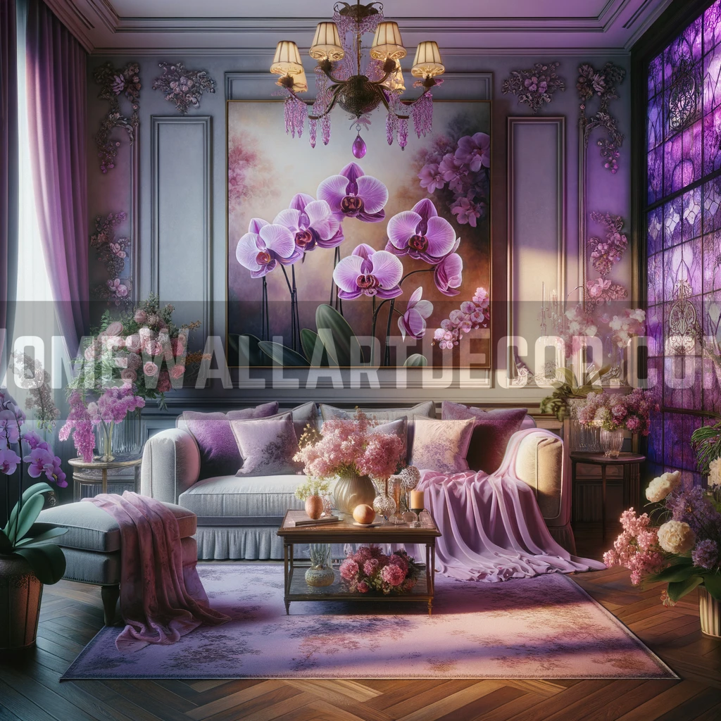 Purple living room featuring Purple Wall Art