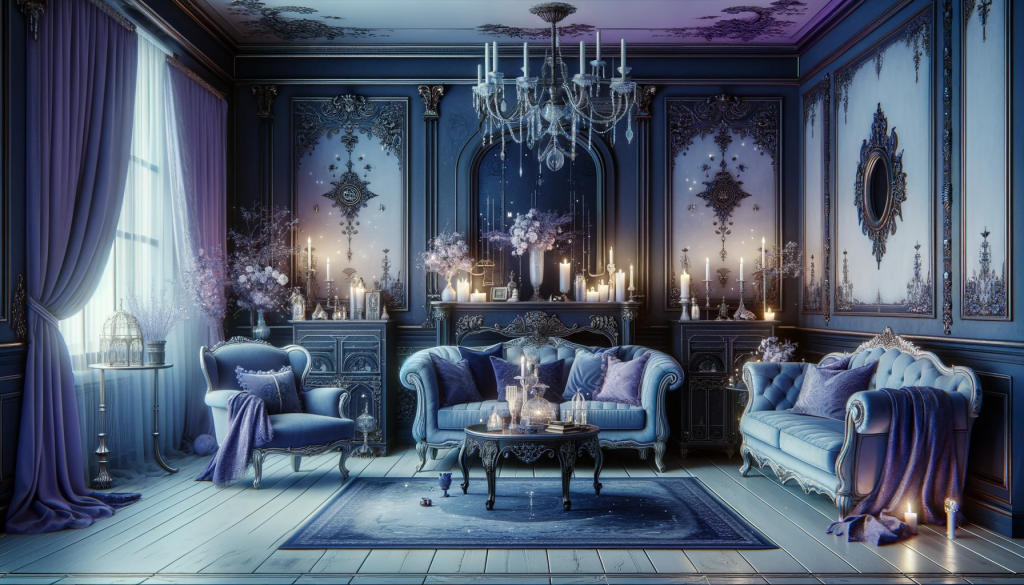 Blue Interior Living Room featuring Blue Wall Art