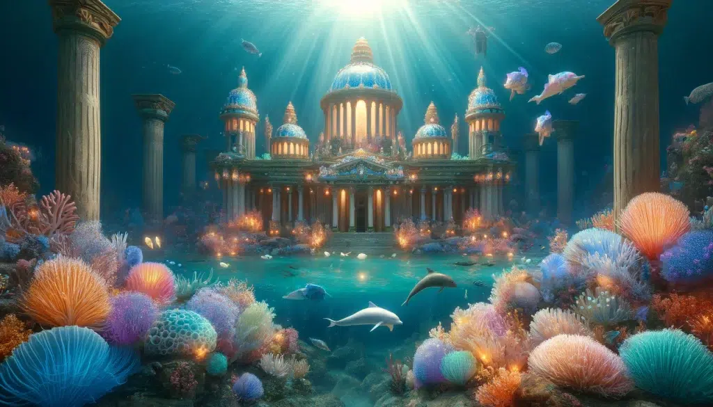 Atlantis Underwater Temple Fantasy Wall Art by Pamela Arsena