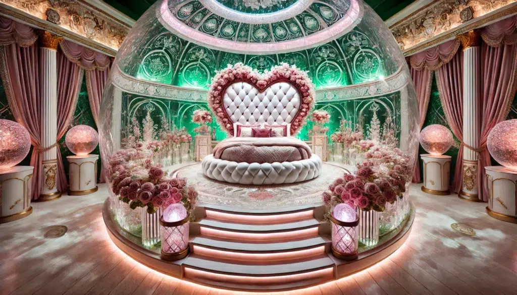 Valentine’s Day Heart-Themed Romantic Bedroom Tour 💖 | Ultra-Luxury Glass Dome Love Suite