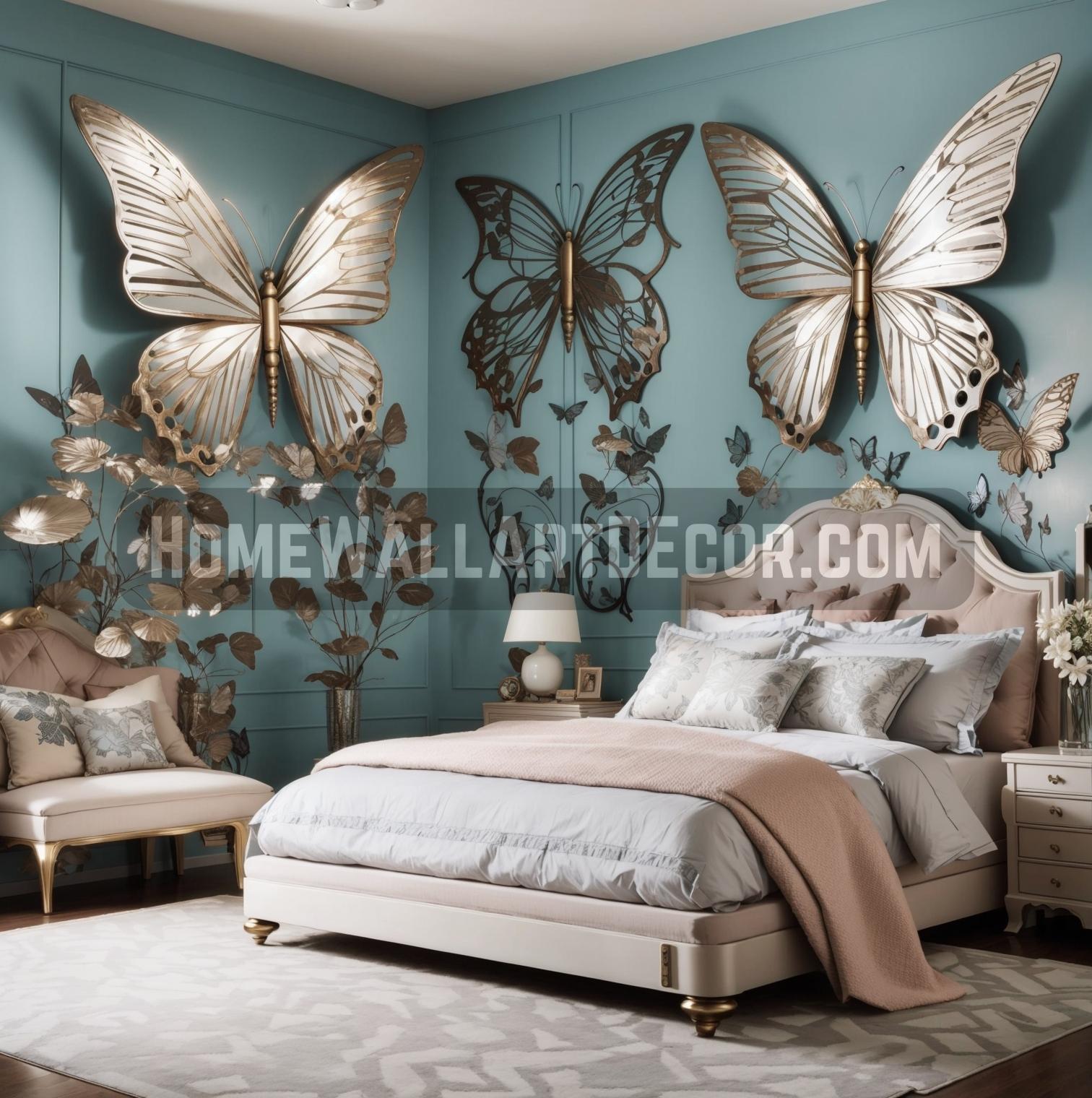 Beautiful bedroom Featuring Metal Wall Art