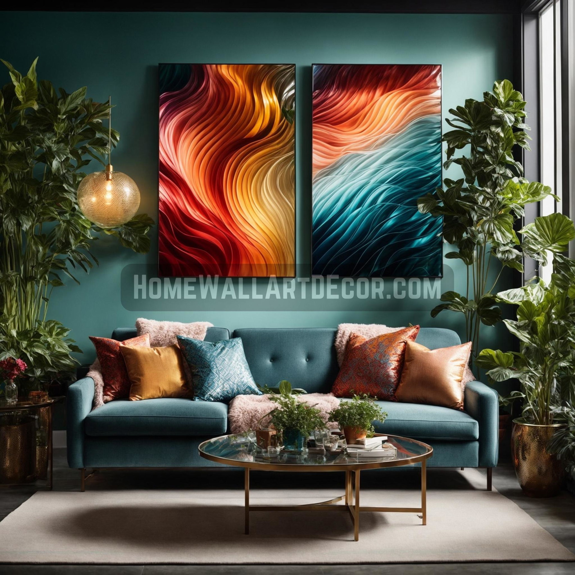 Colorful Living Room featuring Colorful Wall Art