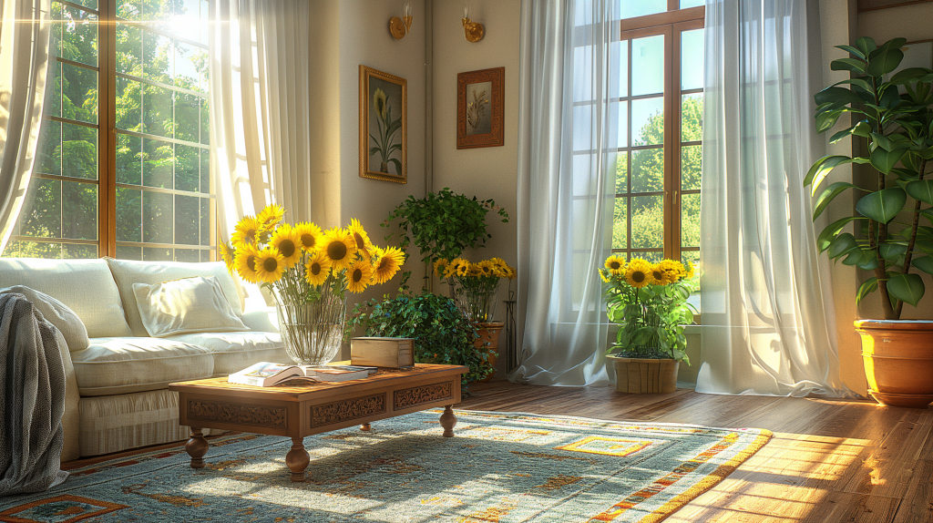 Charming Sunflower Themed Bright Bohemian Interior Design Idea