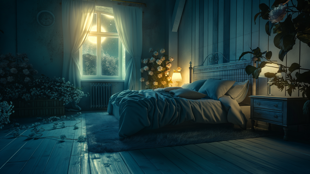 Shabby Chic Farmhouse Moon-themed bedroom Interior Design Idea