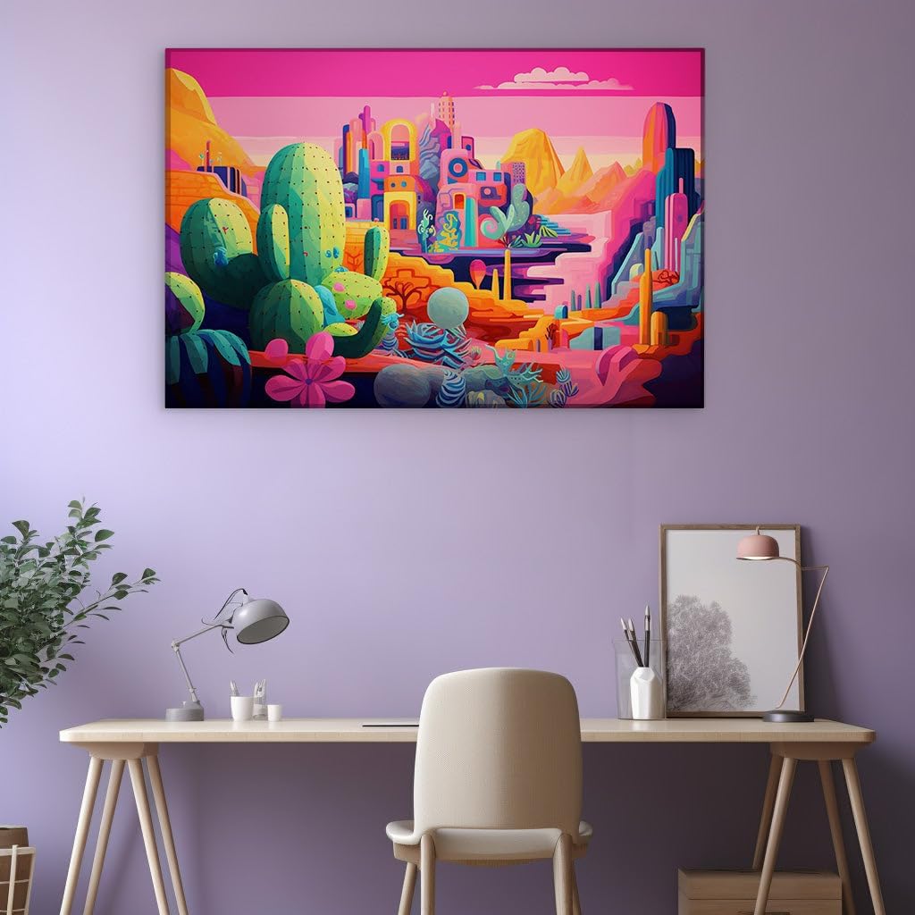 Sunset Hues and Fantasy Views A Fantasy Desert Wall Art Dreamscape