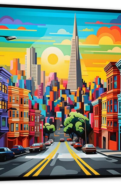 San Francisco wall Art -Colorful Industrial Cityscape Wall Art