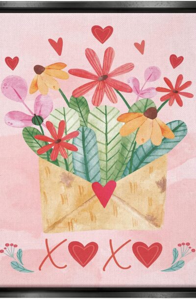Xoxo Love Letter Floral Blooms - Charming Floral Wall Art