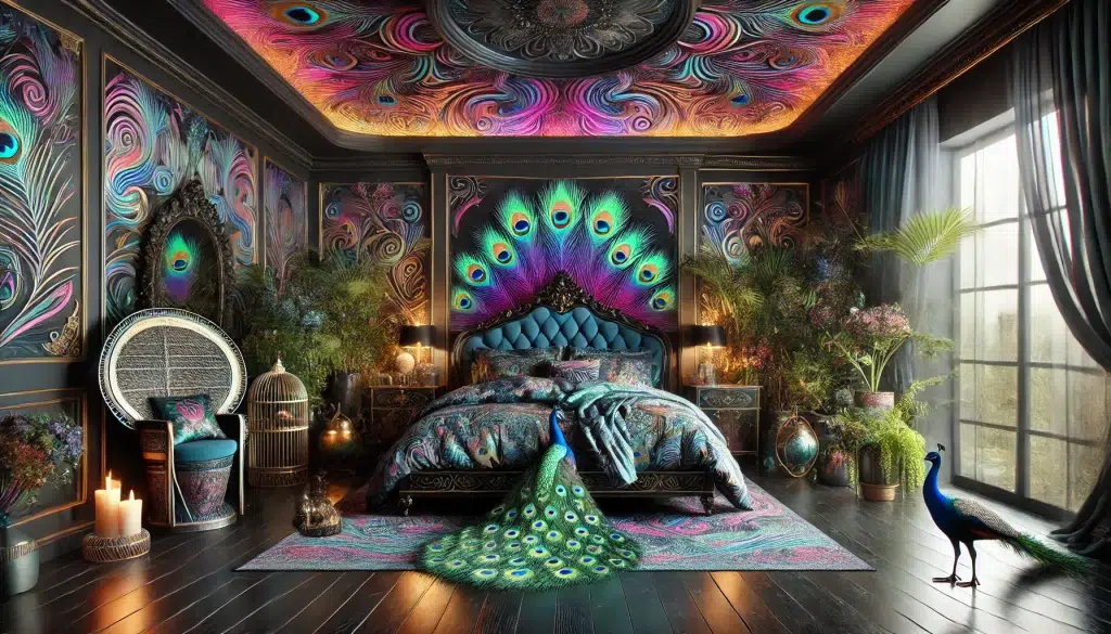 Animal Print Bedroom Design Ideas: Peacock Animal Print Bedroom