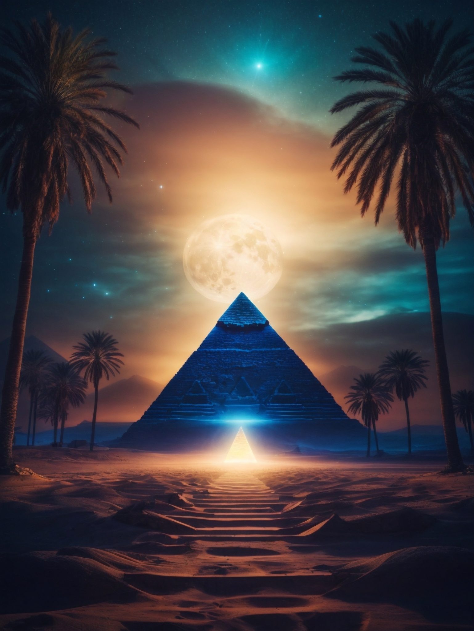 Cosmic Pyramid Encounter by Pamela Arsena - Pyramid Wall Art.