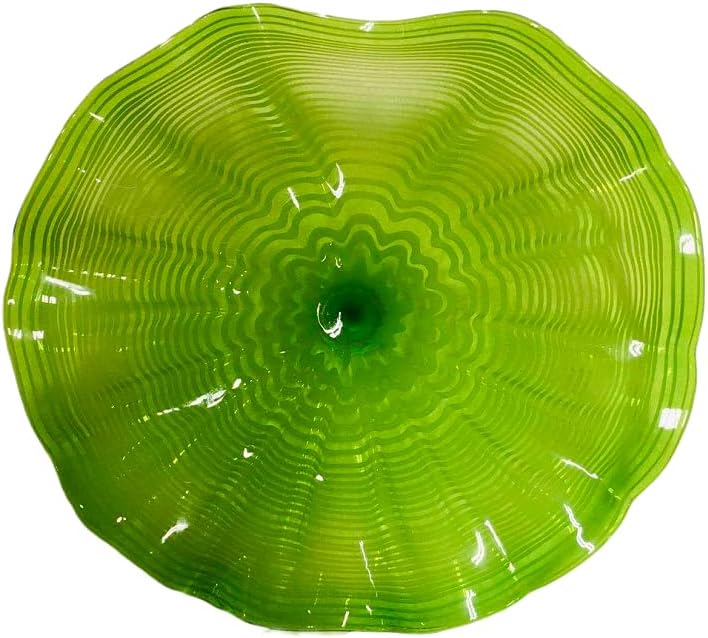 Hand Blown Glass Wall Art - Green Glass Plate Wall Decor - Elegant Handcrafted Home Deco