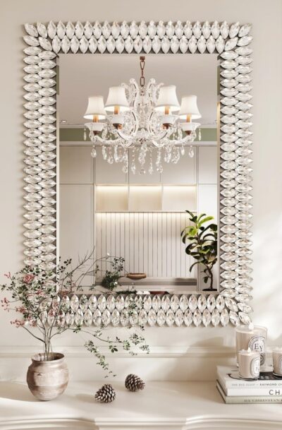 Kelly Miller Jeweled Mirror for Wall Luxury Sparkling Diamond Modern Mirror Wall Decor