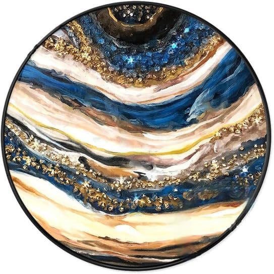 Navy Blue and Gold - Hypnotic Round Geode Wall Art - Home Wall Art Decor