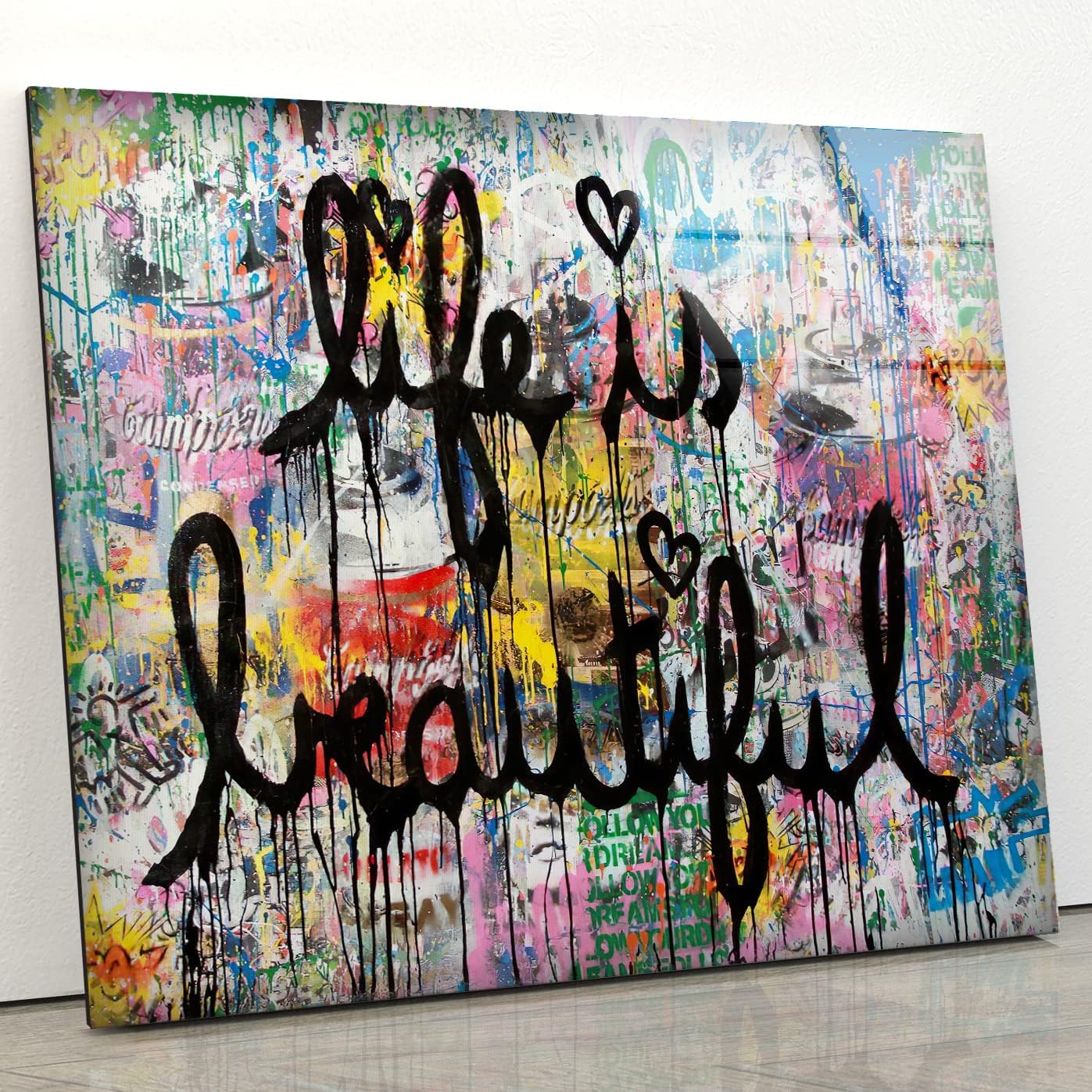Tempered Glass Graffiti Wall Art: Urban Street Wall Decor