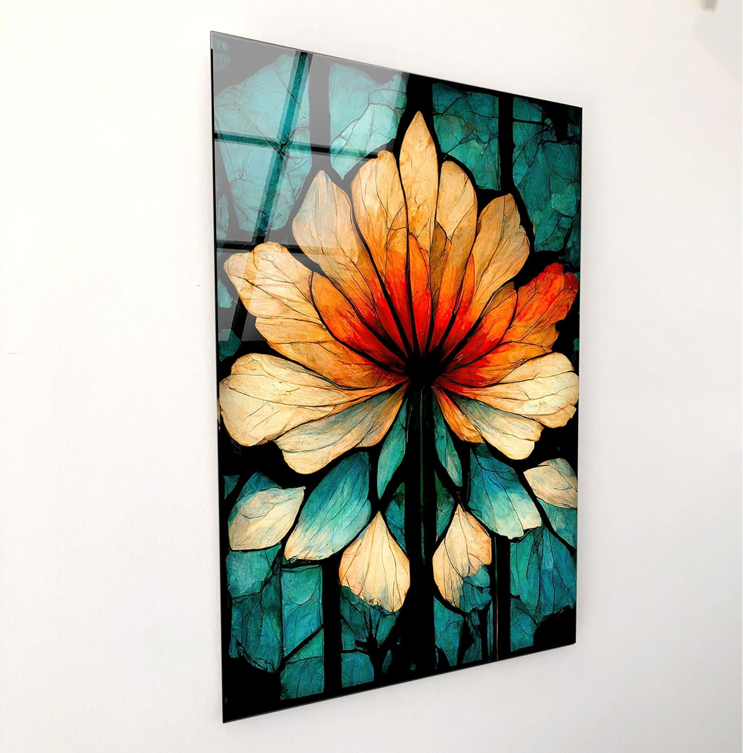 Tempered Glass Wall Art - Large Flower Glass Wall Art