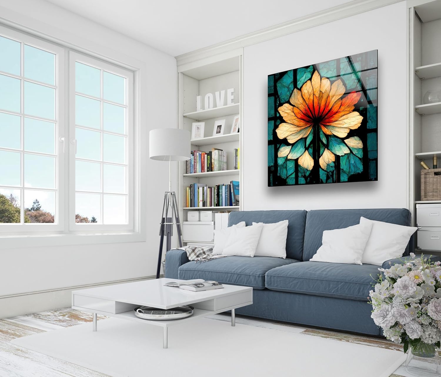 Tempered Glass Wall Art - Large Flower Glass Wall Art