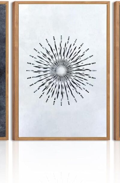 Mid Century Modern Wall Art: Hypnotic Minimalist Geometric Mandala