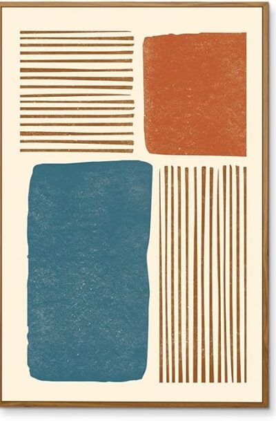 Charming Minimalist Geometric Mid Century Modern Color Block Wall Decor