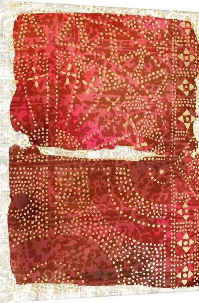 Glimmer Sari: Red Bohemian Wall Art by Chariklia Zarris
