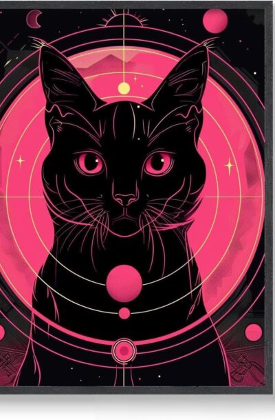 Sacred Strength Black Cat Tarot Card Wall Art