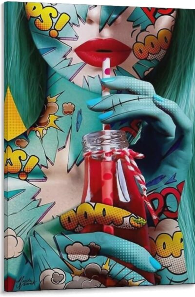 Colorful Pop Culture Abstract Women Portrait Wall Art