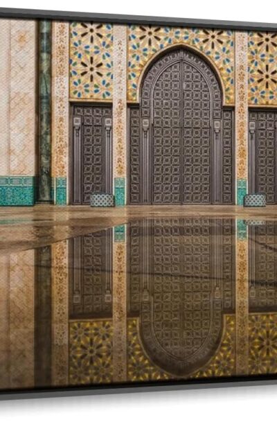 Teal and Beige Gate Of Hassan II - Mosque Wall Art