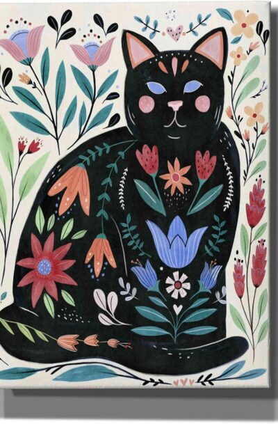 Folksy Feline II' by Annie Warren, Funky Cat Wall Art