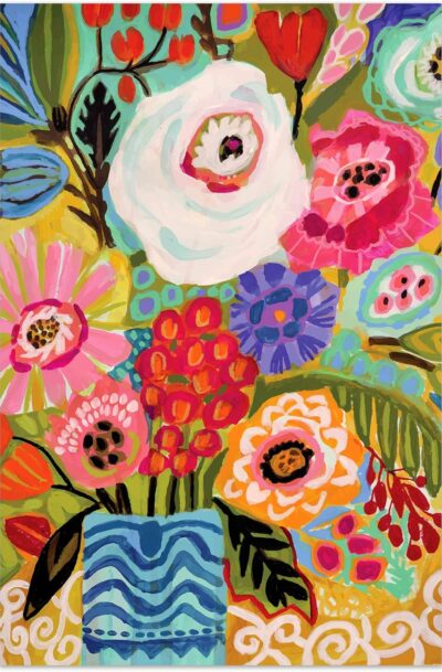 Fresh Flowers in Vase II: Colorful Floral Vase Wall Art