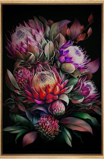 Exotic Protea Flower Wall Art: Dreamy Bold and Colorful Botanicals