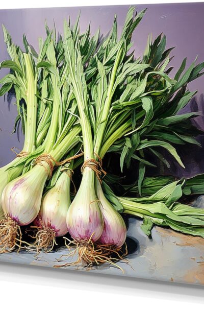 Whimsical Lavender Leeks- Delicious Looking Vegetable Wall Art