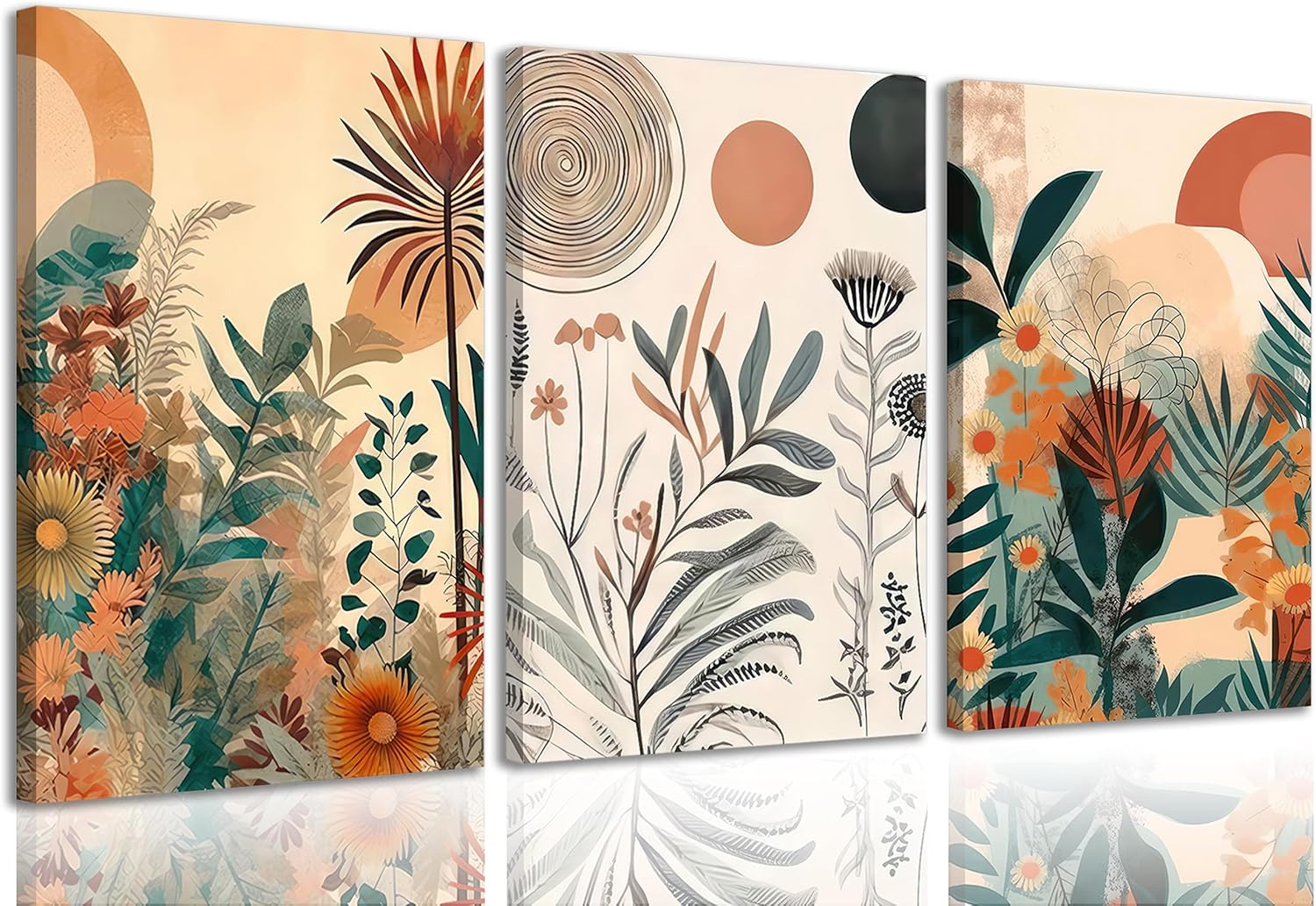 Happy Orange Boho Burnt Orange Botanical Wall Decor – Home Wall Art Decor