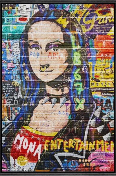 Colorful Historic Mona Lisa Smile: Graffiti Street Wall Art