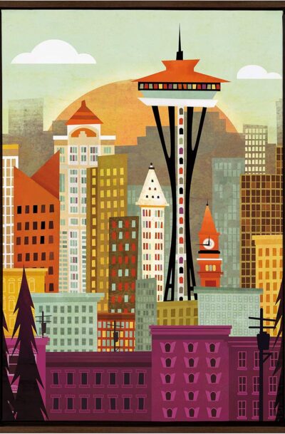 Beautiful Seattle City Skyline Wall Decor