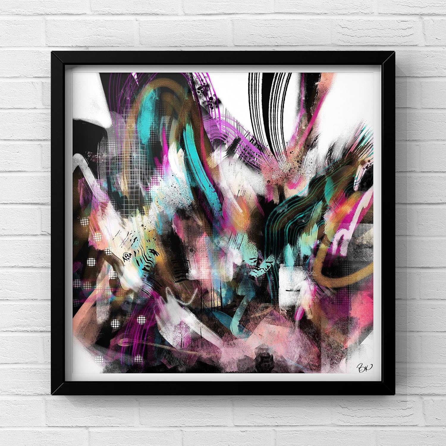 View of Colorful Contemporary Industrial Abstract Expressionism Wall Art - Home ...