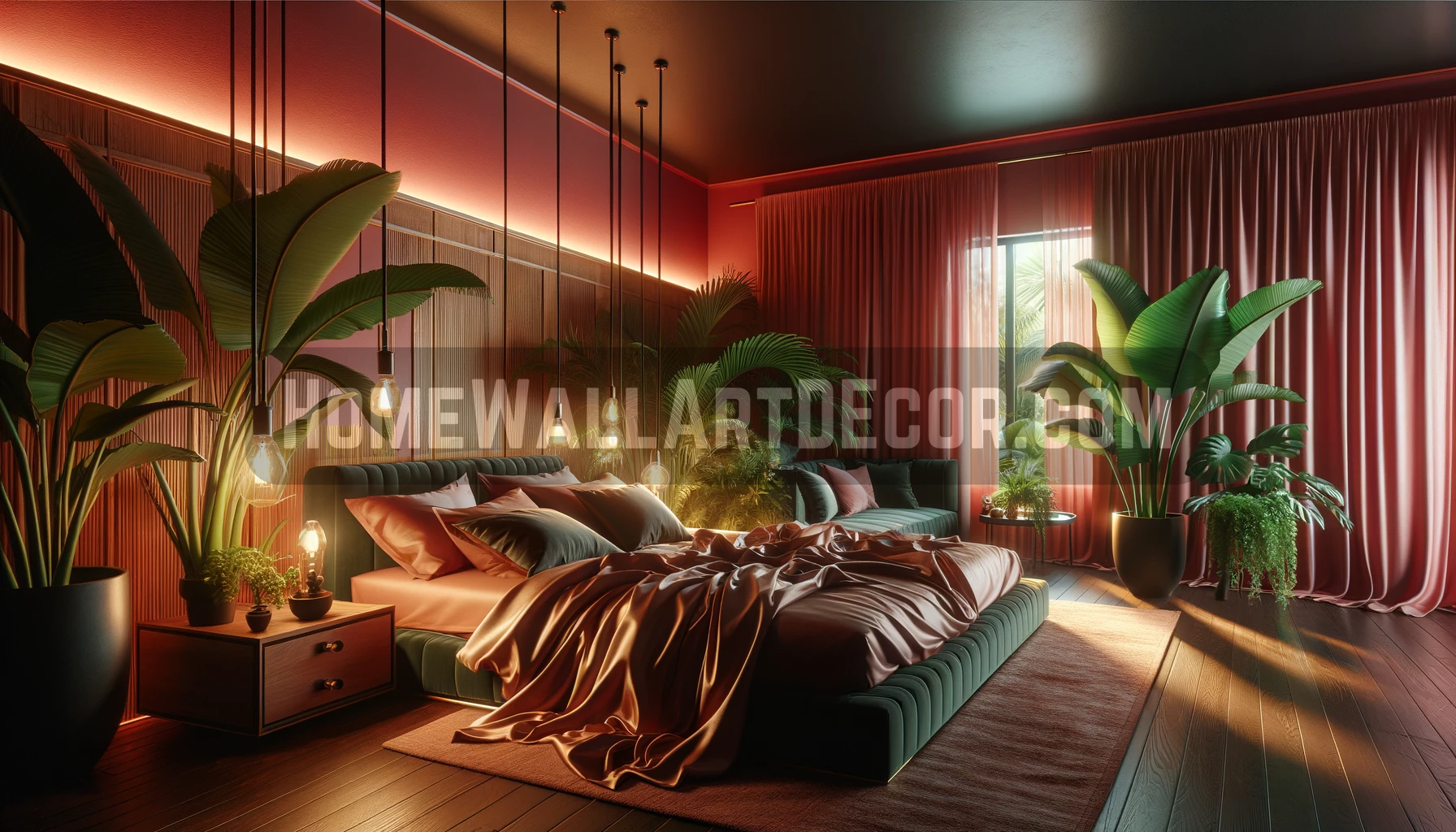 Bold yet Romantic Bedroom: Tropical Interior Design Ideas