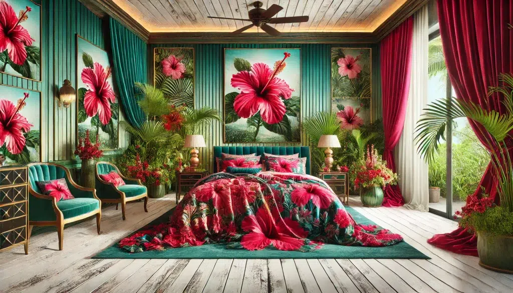 Hibiscus Tropical Bedroom Interior Design Idea