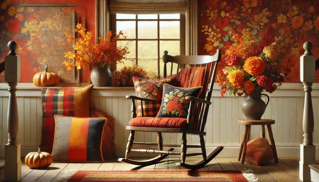 Bold Colorful yet Dreamy Fall Farmhouse Interior Design Idea: Cozy Fall Reading Nook