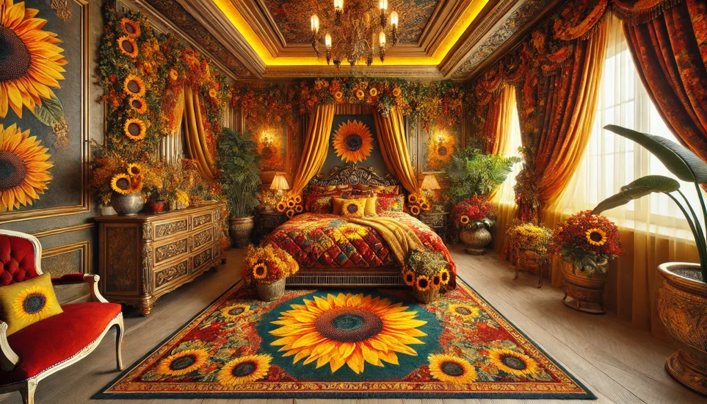 Bold Sunflower Fall Farmhouse Floral Interior Design Idea